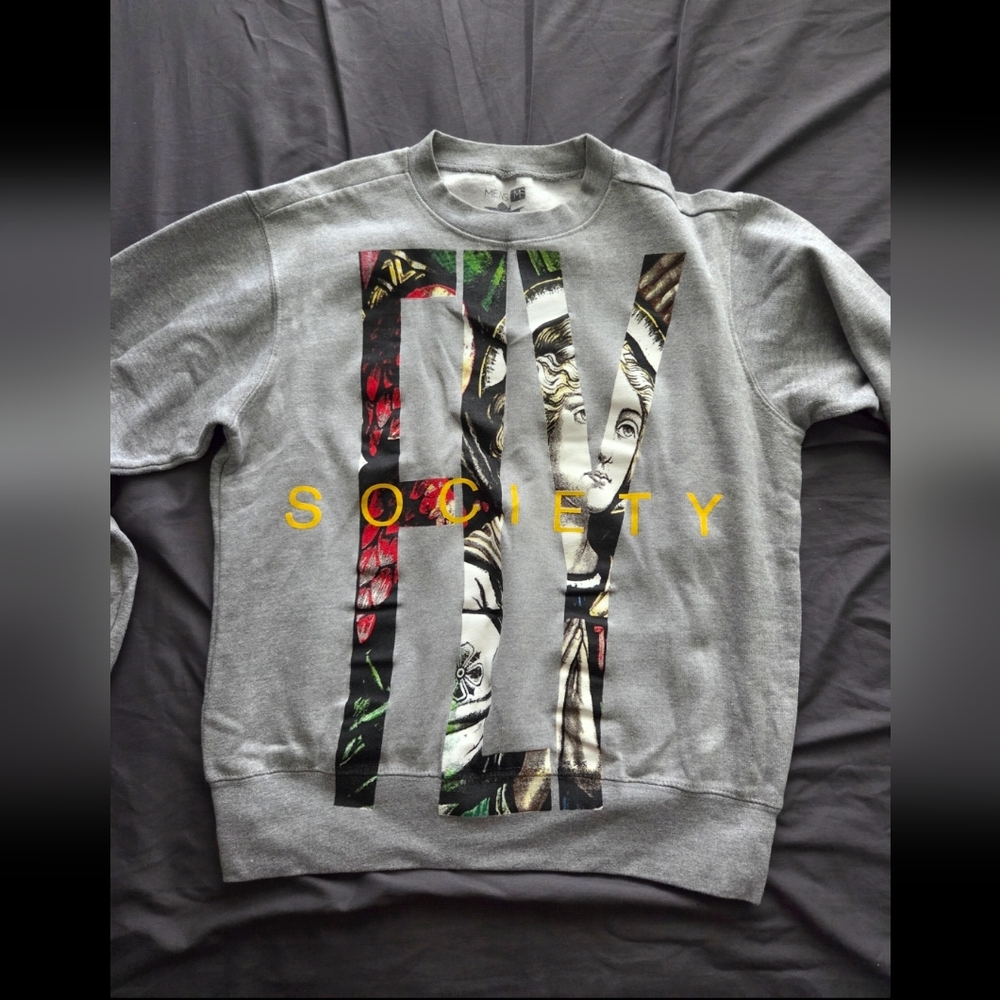 FLY Society Gray Graphic Men's Sweater